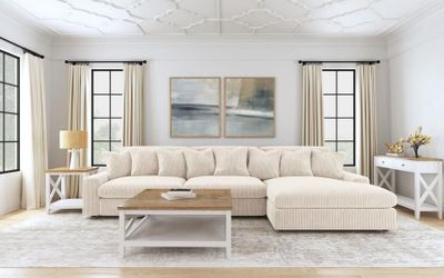 Sectional Blaine Reversible Chaise Sand Corduroy fabric, New Especial price 
