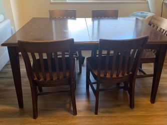 Mid-century modern Bow tie expansion dining table + chairs