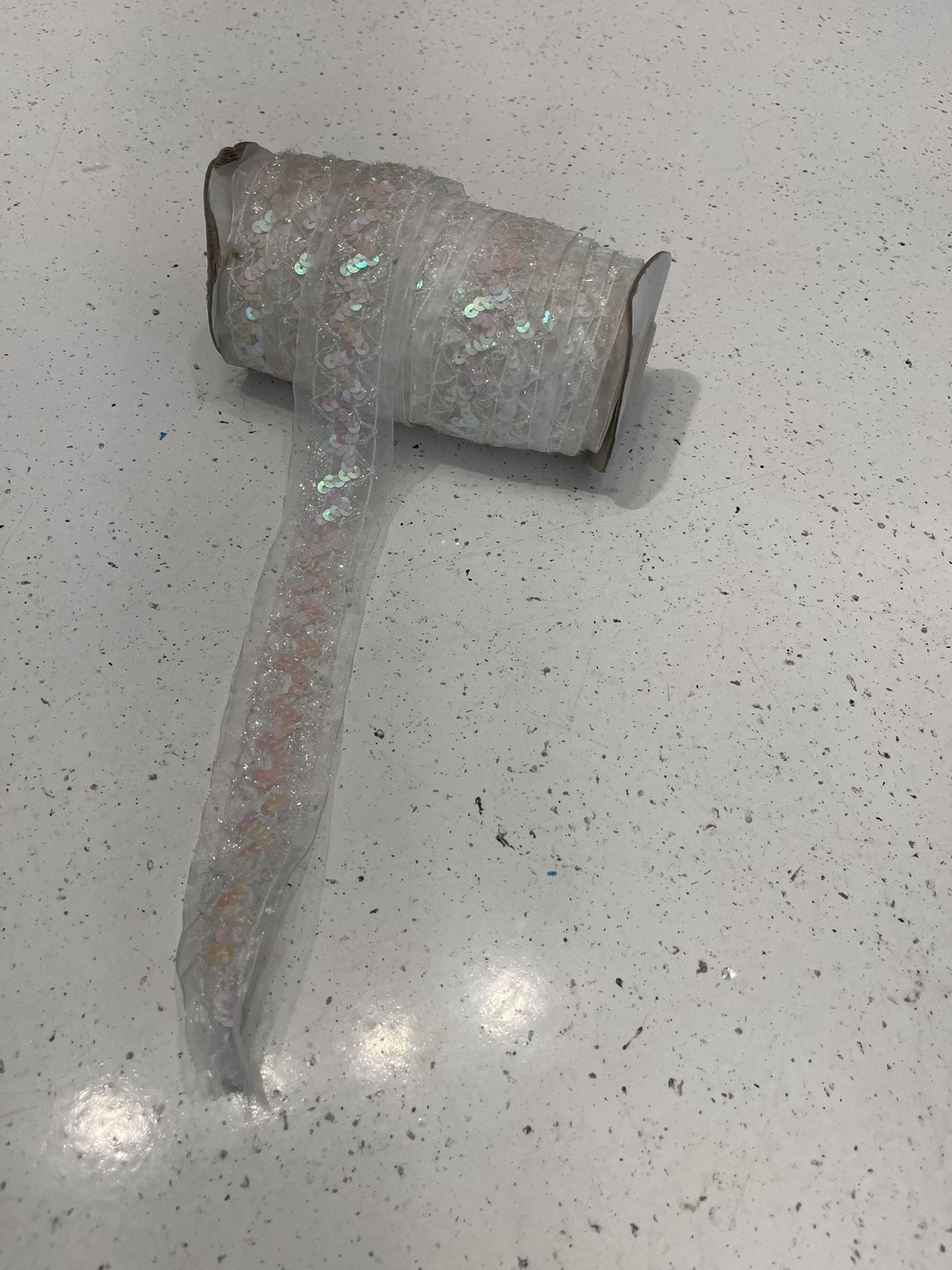 Beautiful Roll Of White Sequin Ribbon