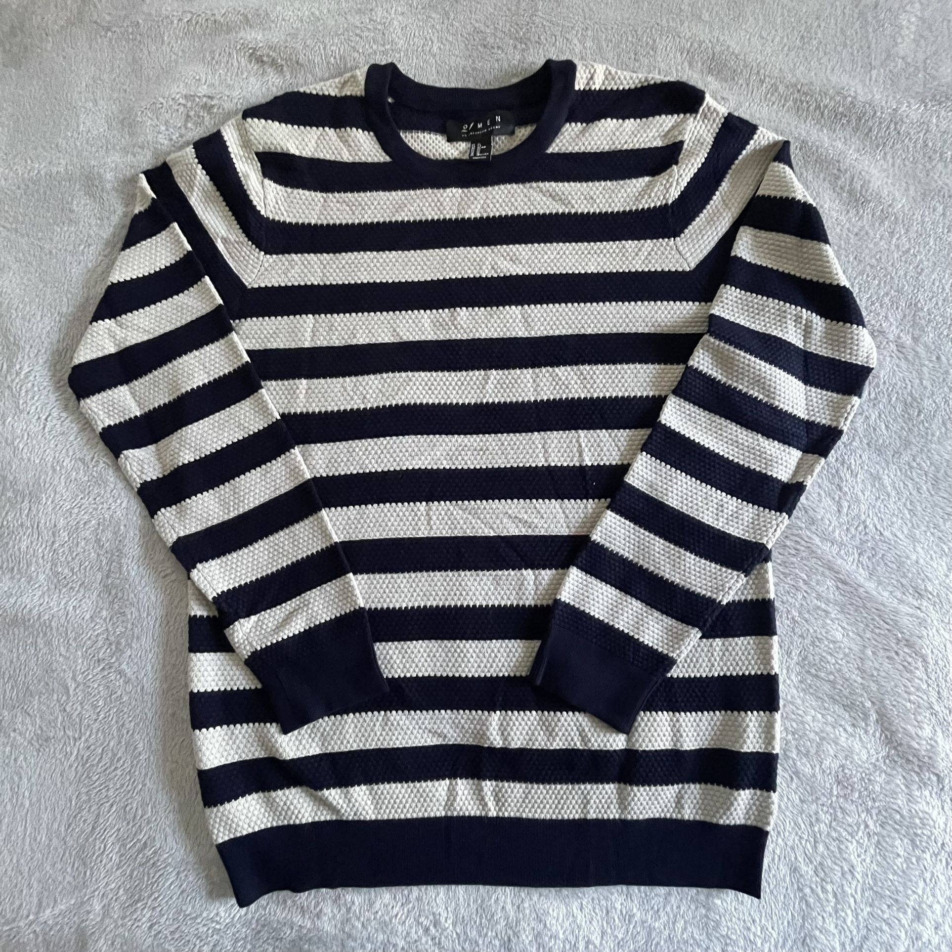 21 Men An  American Brand navy blue beige striped men’s Sweater Size XL