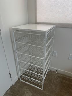 White Wire Basket Drawer Storage Unit