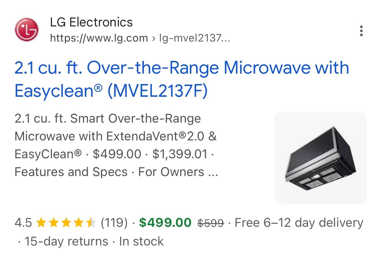 Brand New LG MEVL2137F Microwave