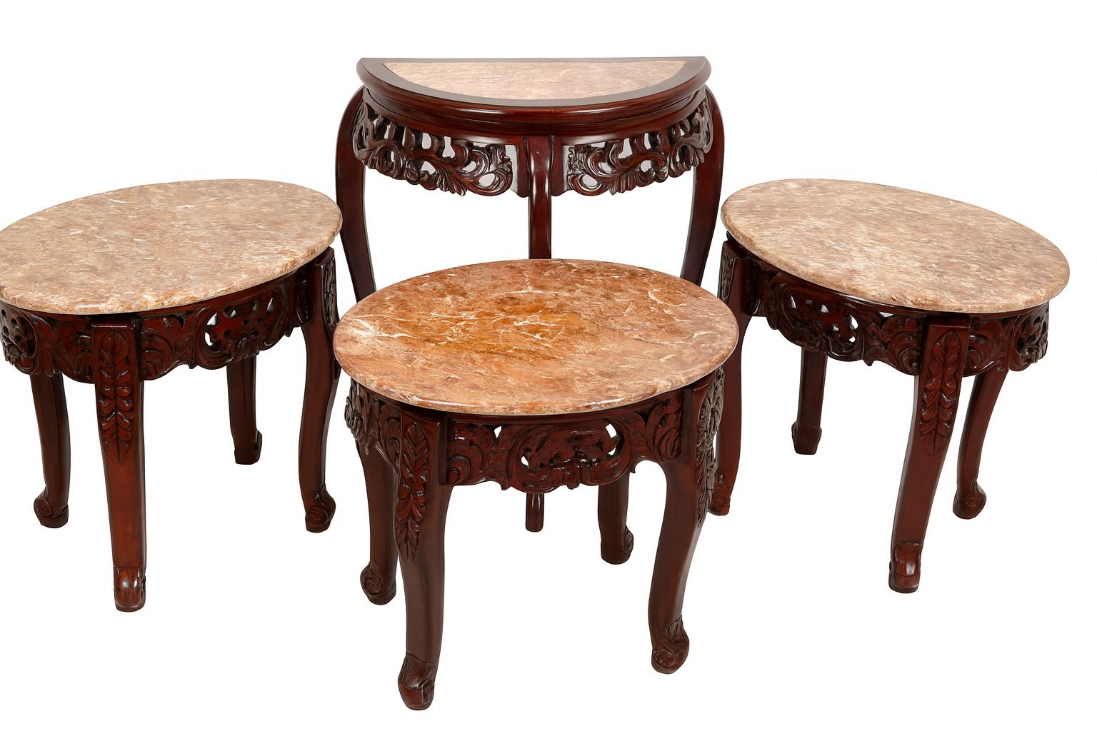✨ Rare Luxury Set – 4x Design Toscano Style Marble Top Tables (Chantret / DY230) ✨