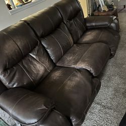 Leather Electric Reclining Sofa 