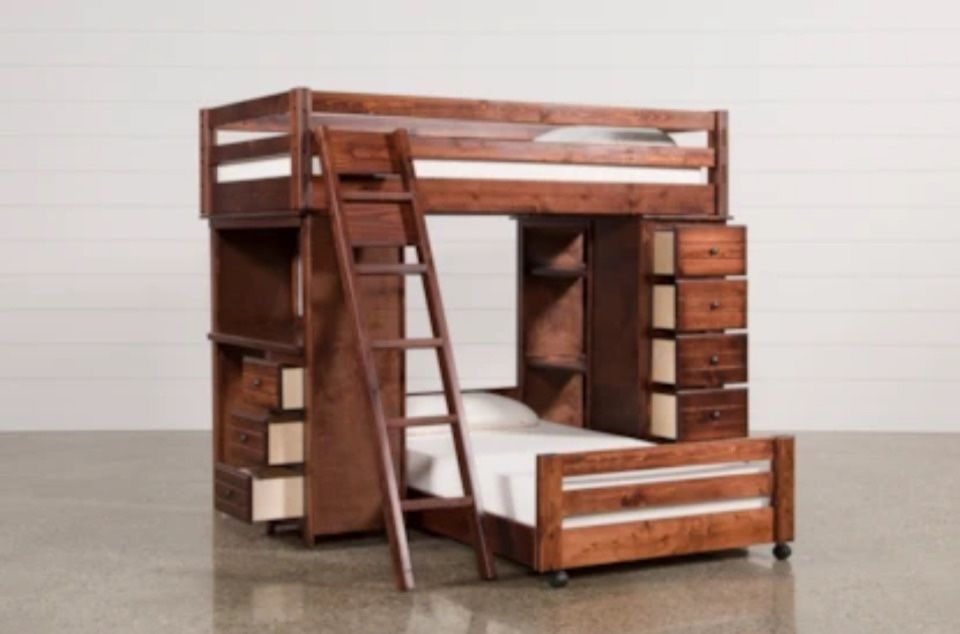 Twin Loft Bed Frame With Desk And Storage