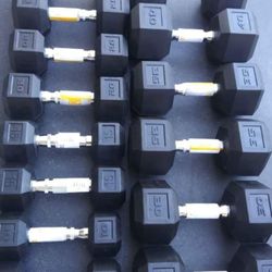 Brand new set Rubber hex dumbbells 10 Through 40lb Pairs