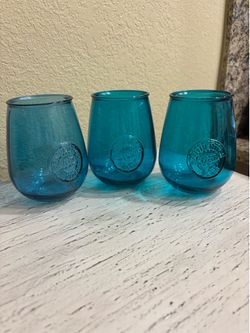 3 beautiful blue glasses