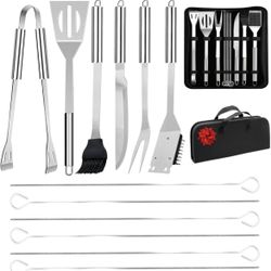BBQ Tools Grilling Tools Set - 12 Piece Stainless Steel Grilling Utensils with Case - BBQ Set Gifts for Men -Grill Kit for Outdoor Grill