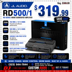 JL Audio Mono Subwoofer Amplifier 500 RMS 1000 Watts Max RD500/1 🚨 Payment Options Available 🚨 No Credit Needed 🚨