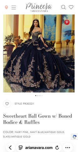 Navy blue with gold accents quinceañera dress sz 18