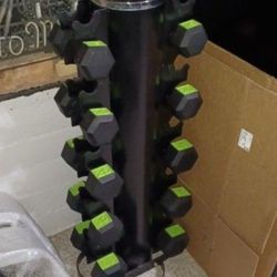 Brand New Dumbbell Set With Rack And Bench. 15,20,25,30,40