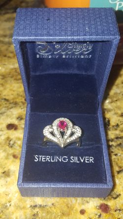 High quality made in Turkey lab created Ruby& diamonds silver ring size7