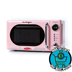 Nostalgia Retro Microwave Oven, 700W Compact Countertop, Pink