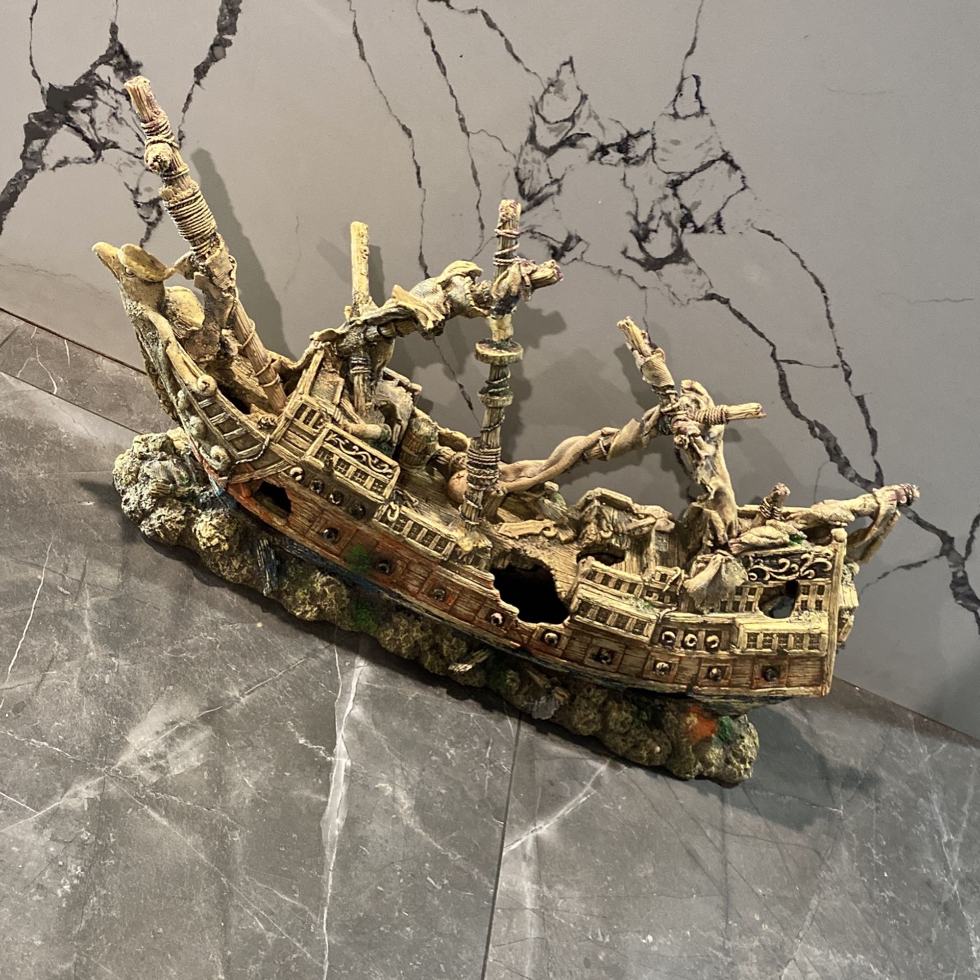 Huge Sunken Pirate Ship Aquarium Decor 32”