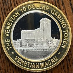 $10 Silver Strike Gaming Token  .999 Fine Silver Venetian Resort Hotel