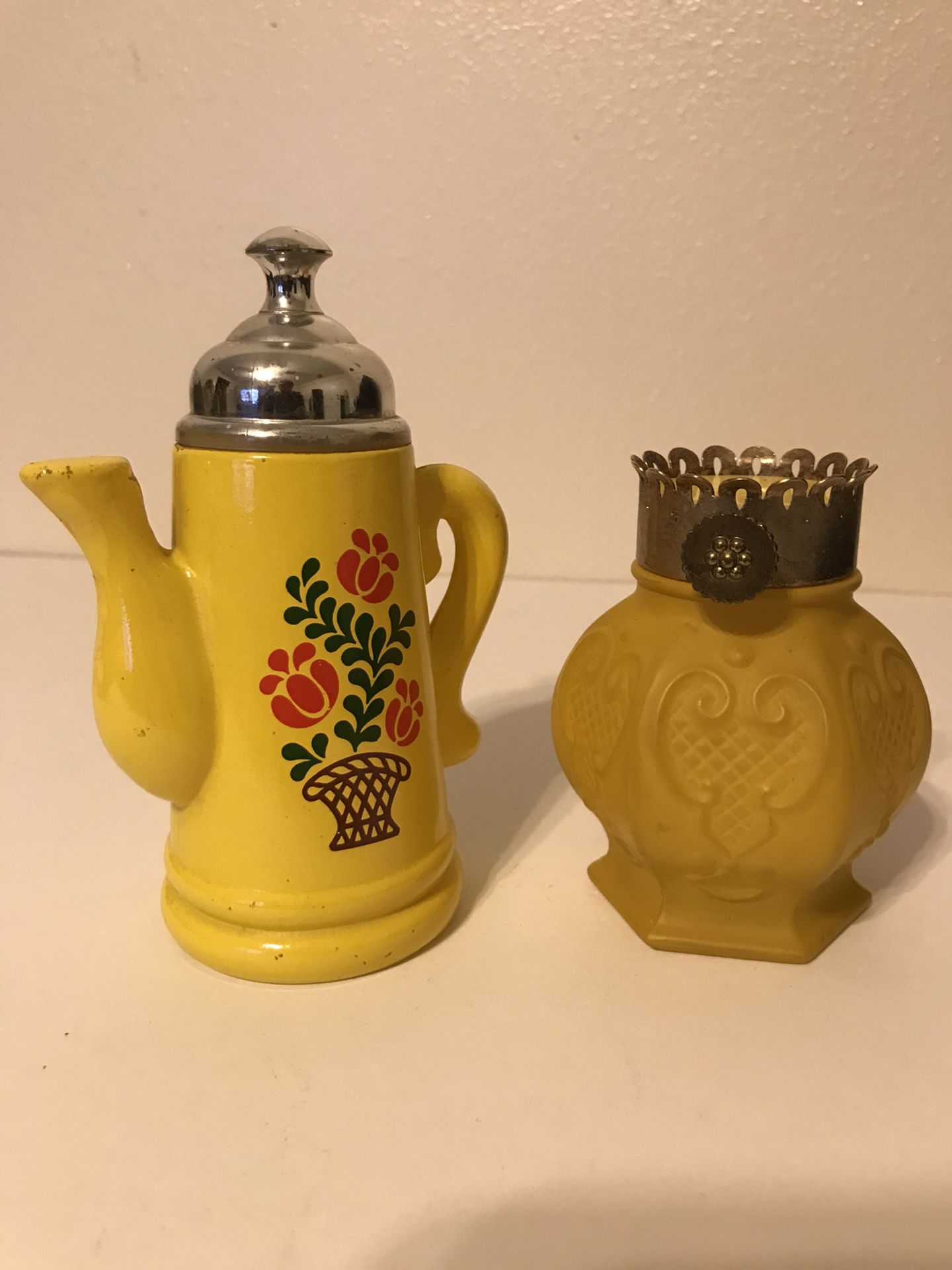 Vintage Set of 4 Empty Avon Bottles- 1 Pheasant, 1 Parrot, 1 Lamp, & 1 TeaPot