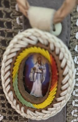 Religious Leather Escapulario  Collar SANTA MUERTE Holy Death Necklace 