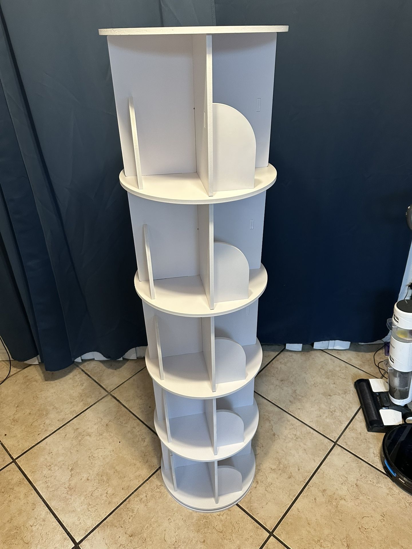 New assembled 62” five tier rotating bookshelf