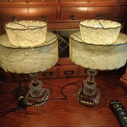  Rare ANTIQUE TABLE LAMPS  from The 50S  SHADES ARE In GOOD CONDITION FOR THE AGE 