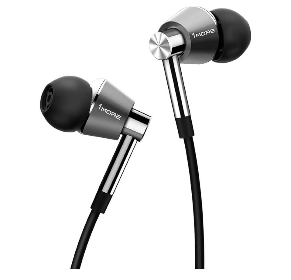 NWOT- Sleek Silver and Black In Ear Headphones with Metallic Accents