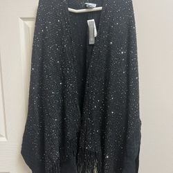 NWT Black Sparkle Shaw/wrap One Size