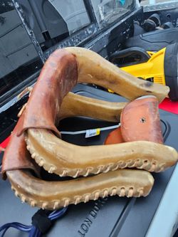 Western Natural Leather Set Rawhide Braided Roping Stirrups with Leather Lacing