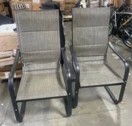 New Assembled Set of 2 Patio Dining Chairs Outdoor Padded Textilene Patio Chairs