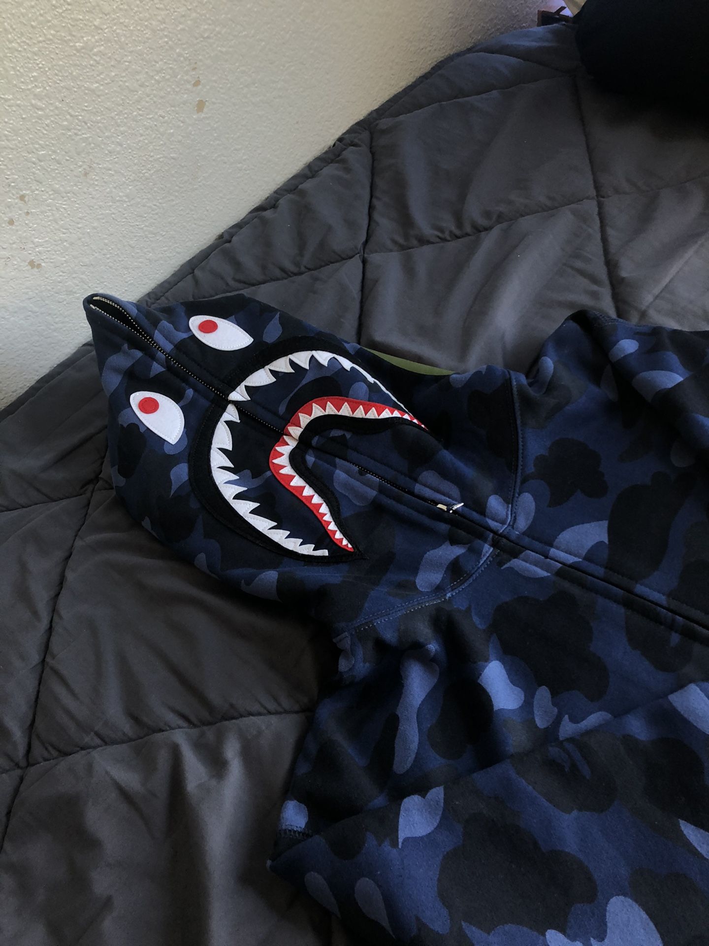 BAPE Blue Camo shark hoodie size L