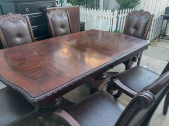 Dark Wood Dining Table with Chairs KIERA DOUBLE PEDESTAL DINING ROOM table $100