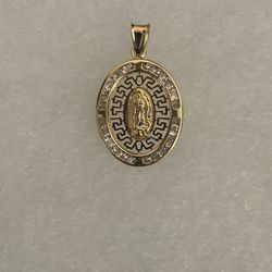 10k Real Gold Virgin Mary Pendant Charm Solid Back 