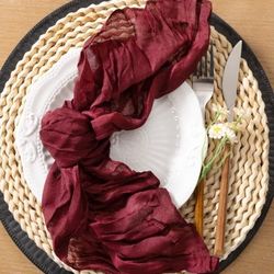120pcs Burgundy Red Cheesecloth Napkins Washable Boho Rustic Gauze Table Cloth Napkins Bulk 21x21 Inches
