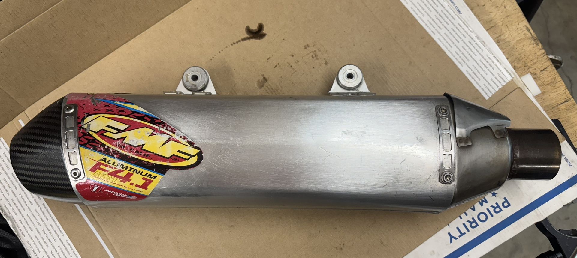 FMF Factory 4.1 Muffler slip on Aluminum carbon KTM exc xcw 12-16 Husqvarna fe 14-16. w/sparky installed
