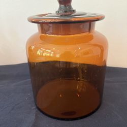 Vintage 1960s Brown Blown Glass Canister MCM Apothecary Jar