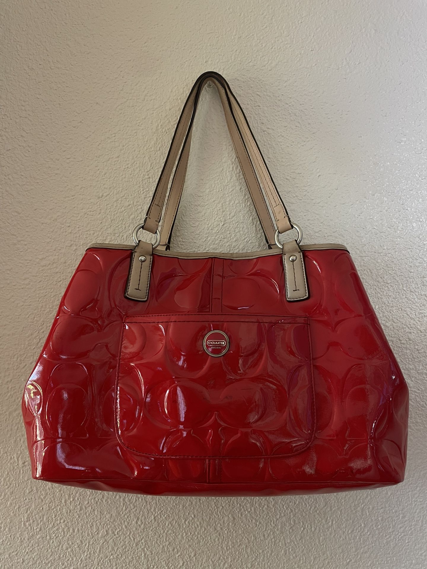 Red Patent Leather Coach Bag