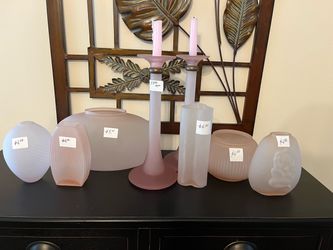 Frosted Glass Vases and Candle Holders Set