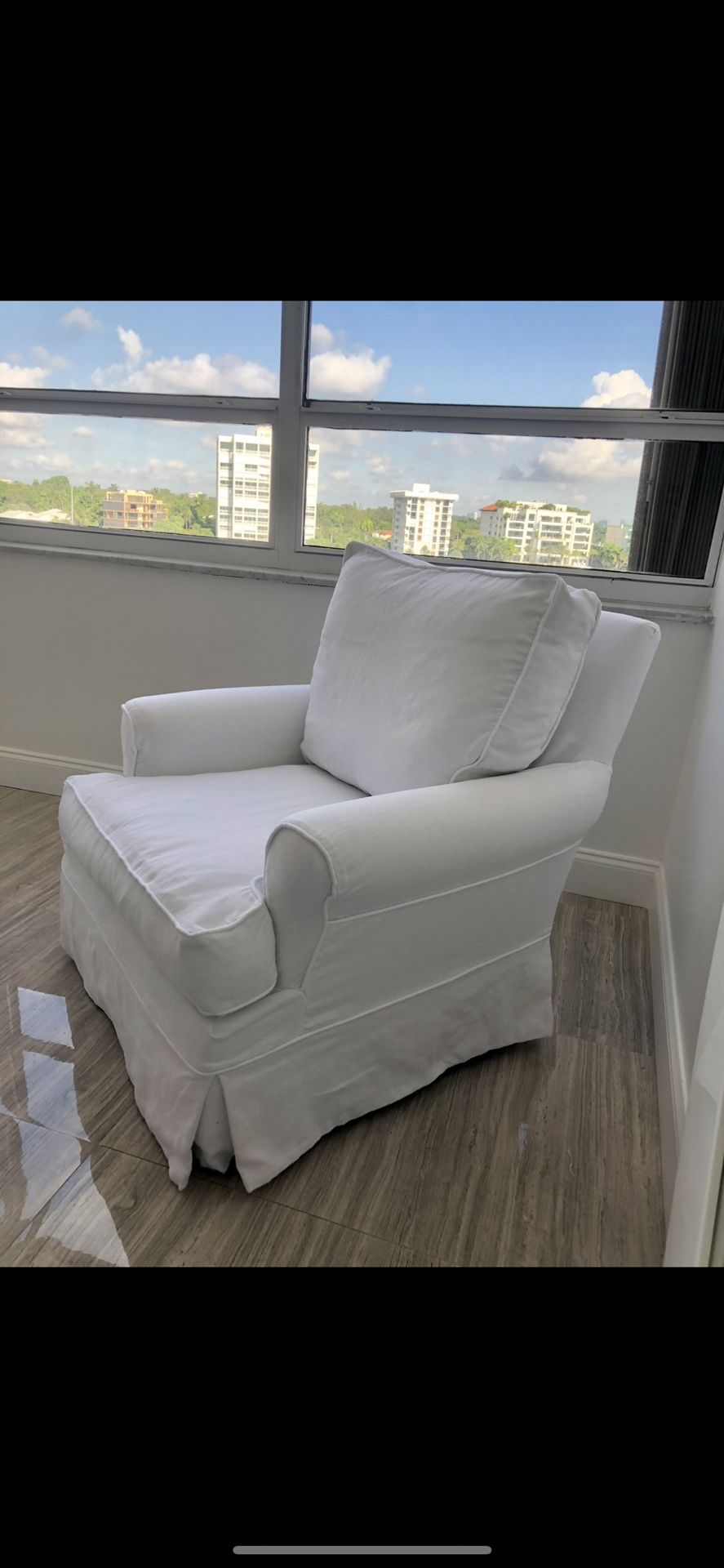 Serena & Lily White Slipcover Cotton Twill Glider Rocking Chair