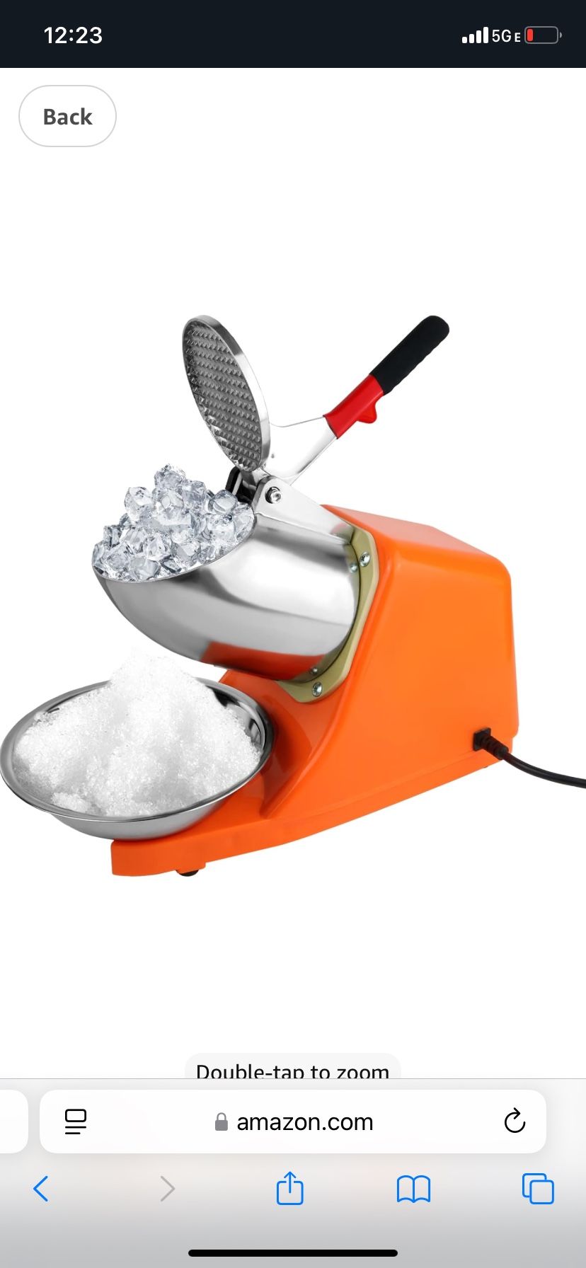 Electric Ice Crusher with Dual Blades,300W Electric Ice Shaver Machine (176lbs/80kg Per Hour,2200rpm) with Cover and Bowl 110V Electric Snow Cone Make
