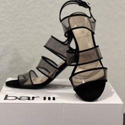 Bar lll Bernice Strappy Dress Sandals, Black/ Clear Vinyl, Sz 6 WM