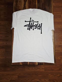 Stussy Men's Classic Black On White Logo T-Shirt