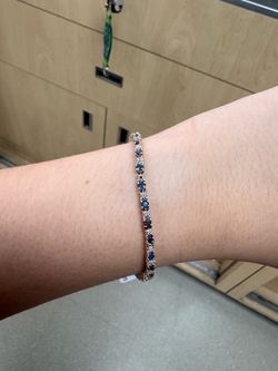 Diamond and blue stone tennis bracelet