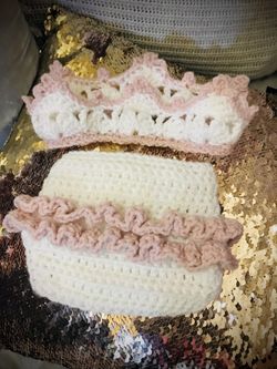 Diaper Cover And Princess Crown Crochet Set