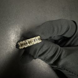 14K YG 3 Ctw. Emerald Wedding Band