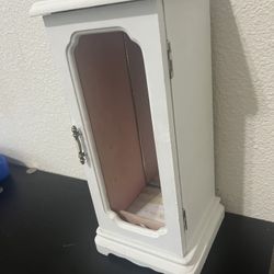 Vintage Jewelry Box With Mirror White And Pink