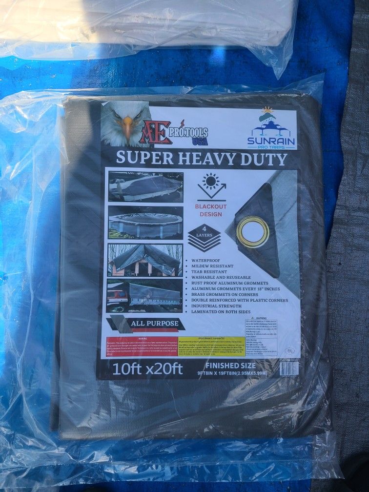 10ft × 20ft Super Heavy Duty Grey Tarp