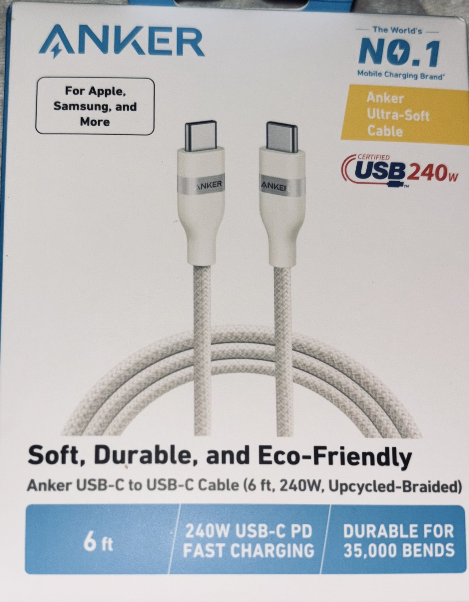 Anker Nano USB C Cable, 240W 6FT Flexible Multi-Color Braided Cord, Fast Charging Type C Charger and  Anker Nano USB C Charger Block, 30W PIQ 3.0 Fold