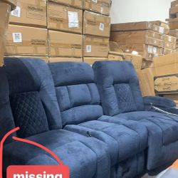 ❤️‍🔥 Recliner Sofa Loveseat Recliner RV Sofa Blue $170(missing Arm)