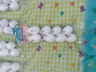 White Easter Bunny Plastic Easter Eggs With Ears 12 Packages