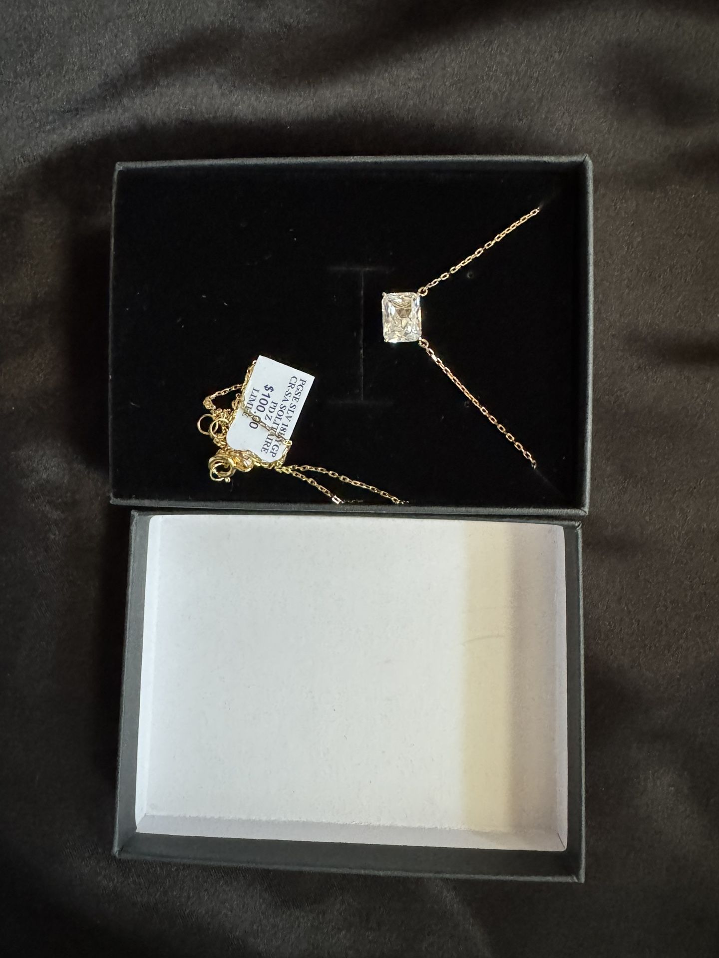 White Sapphire Gem Sterling Silver Gold Plated Necklace