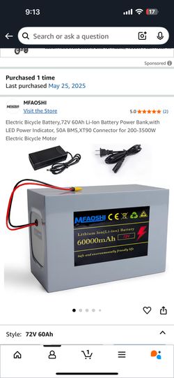 Electric Bike Battery 72V 60Ah