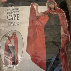 Adult Red Hooded Cape – Full Length